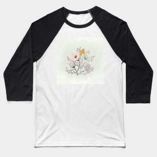 Delicate floral bouquet//hand drawn and painted flowers Baseball T-Shirt